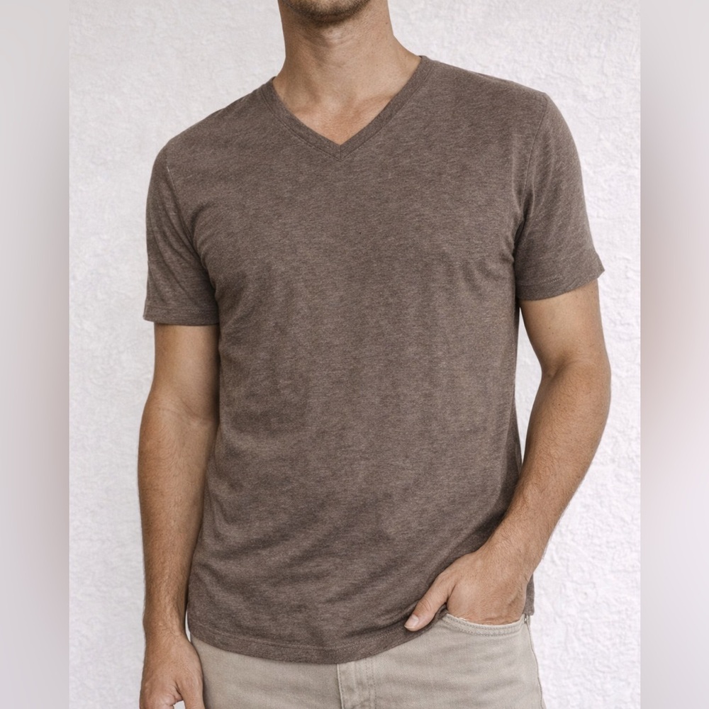 Thomas Pink Brown V-Neck Tee Size M